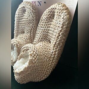 Faux fur knit slipper socks